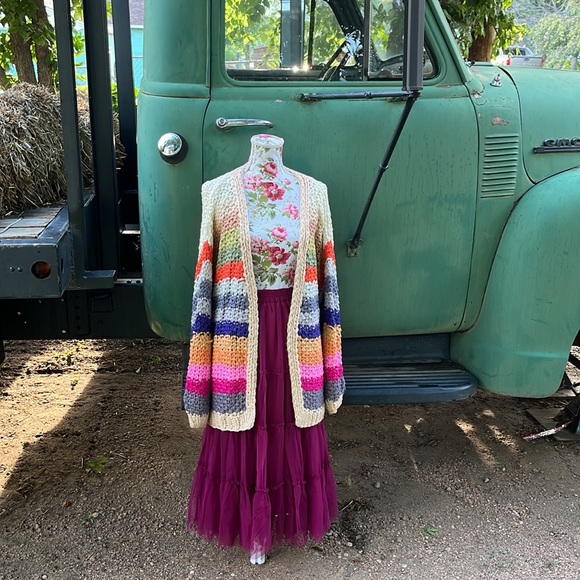 Flouncy Tiered Mesh Skirt in Maroon Berry - Picture 3 of 17